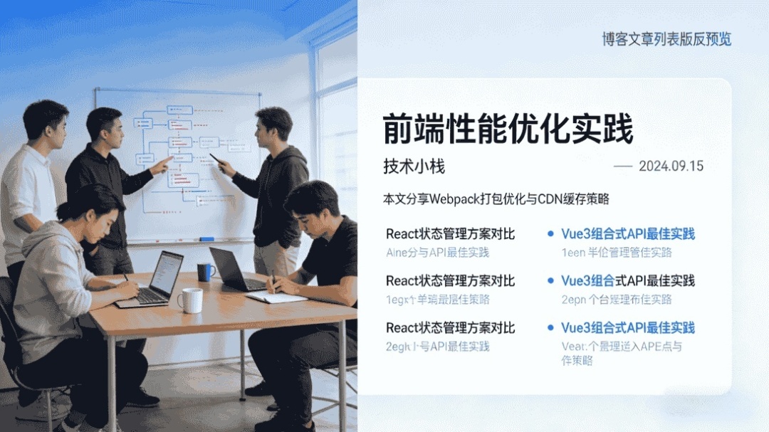 程序员团队讨论场景 + 博客文章列表排版预览